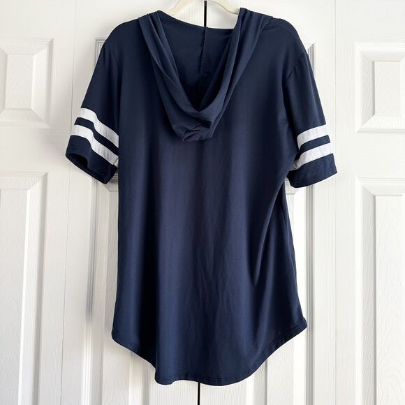 Disney Mickey Mouse Navy Lace-Up Graphic Hoodie Tee Size Juniors L - Picture 4 of 8